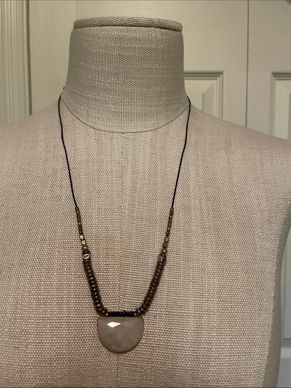 J. Jill Neutral Stone Pendant with Brown Beaded Accents